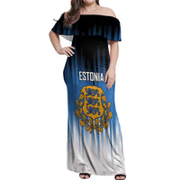 Custom Estonia Football Off Shoulder Maxi Dress Come On Kalevipojad