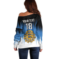 Custom Estonia Football Off Shoulder Sweater Come On Kalevipojad