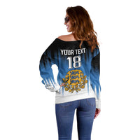 Custom Estonia Football Off Shoulder Sweater Come On Kalevipojad