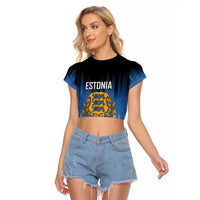 Custom Estonia Football Raglan Cropped T Shirt Come On Kalevipojad