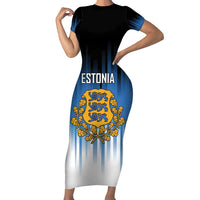 Custom Estonia Football Short Sleeve Bodycon Dress Come On Kalevipojad