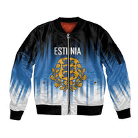 Custom Estonia Football Sleeve Zip Bomber Jacket Come On Kalevipojad