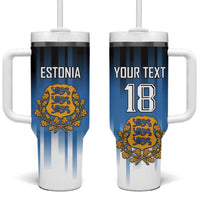 Custom Estonia Football Tumbler With Handle Come On Kalevipojad