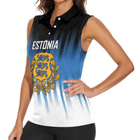 Custom Estonia Football Women Sleeveless Polo Shirt Come On Kalevipojad