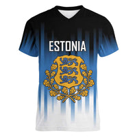 Custom Estonia Football Women V-Neck T-Shirt Come On Kalevipojad
