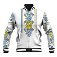 Vyshyvanka Day Baseball Jacket Ukrainian Folk Traditions Pattern White Version