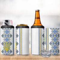 Vyshyvanka Day 4 in 1 Can Cooler Tumbler Ukrainian Folk Traditions Pattern White Version