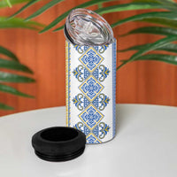 Vyshyvanka Day 4 in 1 Can Cooler Tumbler Ukrainian Folk Traditions Pattern White Version