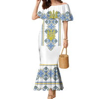 Vyshyvanka Day Family Matching Mermaid Dress and Hawaiian Shirt Ukrainian Folk Traditions Pattern White Version