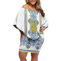 Vyshyvanka Day Family Matching Off Shoulder Short Dress and Hawaiian Shirt Ukrainian Folk Traditions Pattern White Version