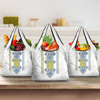 Vyshyvanka Day Grocery Bag Ukrainian Folk Traditions Pattern White Version