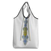 Vyshyvanka Day Grocery Bag Ukrainian Folk Traditions Pattern White Version