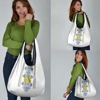 Vyshyvanka Day Grocery Bag Ukrainian Folk Traditions Pattern White Version