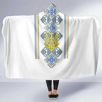 Vyshyvanka Day Hooded Blanket Ukrainian Folk Traditions Pattern White Version
