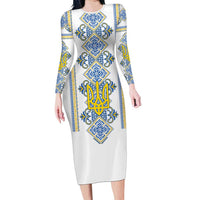 Vyshyvanka Day Long Sleeve Bodycon Dress Ukrainian Folk Traditions Pattern White Version