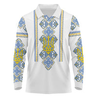 Vyshyvanka Day Long Sleeve Polo Shirt Ukrainian Folk Traditions Pattern White Version