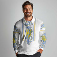 Vyshyvanka Day Long Sleeve Polo Shirt Ukrainian Folk Traditions Pattern White Version