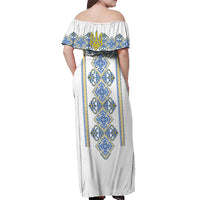 Vyshyvanka Day Off Shoulder Maxi Dress Ukrainian Folk Traditions Pattern White Version