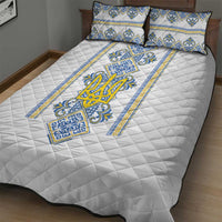 Vyshyvanka Day Quilt Bed Set Ukrainian Folk Traditions Pattern White Version