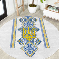 Vyshyvanka Day Round Carpet Ukrainian Folk Traditions Pattern White Version