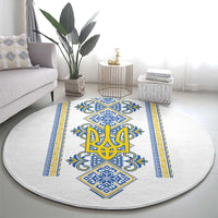 Vyshyvanka Day Round Carpet Ukrainian Folk Traditions Pattern White Version