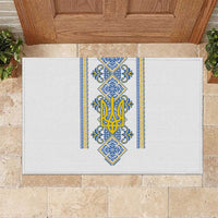 Vyshyvanka Day Rubber Doormat Ukrainian Folk Traditions Pattern White Version