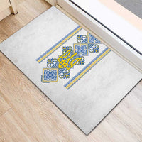Vyshyvanka Day Rubber Doormat Ukrainian Folk Traditions Pattern White Version