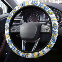 Vyshyvanka Day Steering Wheel Cover Ukrainian Folk Traditions Pattern White Version