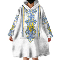 Vyshyvanka Day Wearable Blanket Hoodie Ukrainian Folk Traditions Pattern White Version