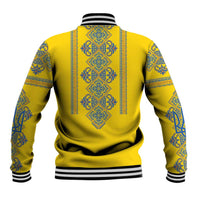 Vyshyvanka Day Baseball Jacket Ukrainian Folk Traditions Pattern Yellow Version
