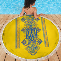Vyshyvanka Day Beach Blanket Ukrainian Folk Traditions Pattern Yellow Version