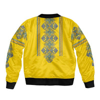 Vyshyvanka Day Bomber Jacket Ukrainian Folk Traditions Pattern Yellow Version