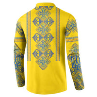 Vyshyvanka Day Button Sweatshirt Ukrainian Folk Traditions Pattern Yellow Version