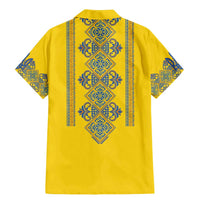 Vyshyvanka Day Family Matching Mermaid Dress and Hawaiian Shirt Ukrainian Folk Traditions Pattern Yellow Version
