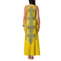 Vyshyvanka Day Family Matching Tank Maxi Dress and Hawaiian Shirt Ukrainian Folk Traditions Pattern Yellow Version