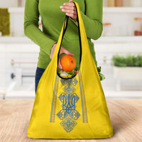Vyshyvanka Day Grocery Bag Ukrainian Folk Traditions Pattern Yellow Version
