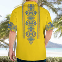 Vyshyvanka Day Hawaiian Shirt Ukrainian Folk Traditions Pattern Yellow Version