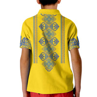 Vyshyvanka Day Kid Polo Shirt Ukrainian Folk Traditions Pattern Yellow Version