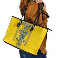 Vyshyvanka Day Leather Tote Bag Ukrainian Folk Traditions Pattern Yellow Version