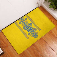 Vyshyvanka Day Rubber Doormat Ukrainian Folk Traditions Pattern Yellow Version
