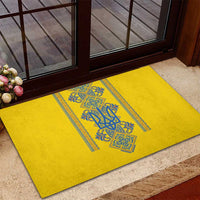 Vyshyvanka Day Rubber Doormat Ukrainian Folk Traditions Pattern Yellow Version