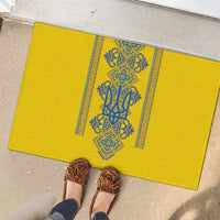 Vyshyvanka Day Rubber Doormat Ukrainian Folk Traditions Pattern Yellow Version
