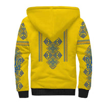 Vyshyvanka Day Sherpa Hoodie Ukrainian Folk Traditions Pattern Yellow Version