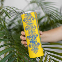Vyshyvanka Day Skinny Tumbler Ukrainian Folk Traditions Pattern Yellow Version