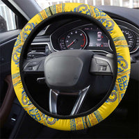 Vyshyvanka Day Steering Wheel Cover Ukrainian Folk Traditions Pattern Yellow Version