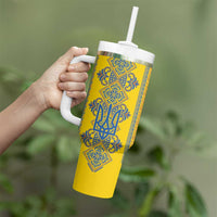 Vyshyvanka Day Tumbler With Handle Ukrainian Folk Traditions Pattern Yellow Version