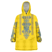 Vyshyvanka Day Wearable Blanket Hoodie Ukrainian Folk Traditions Pattern Yellow Version