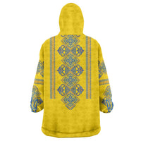 Vyshyvanka Day Wearable Blanket Hoodie Ukrainian Folk Traditions Pattern Yellow Version