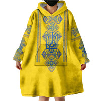 Vyshyvanka Day Wearable Blanket Hoodie Ukrainian Folk Traditions Pattern Yellow Version