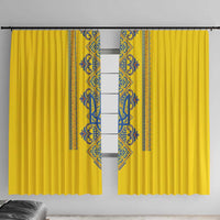 Vyshyvanka Day Window Curtain Ukrainian Folk Traditions Pattern Yellow Version